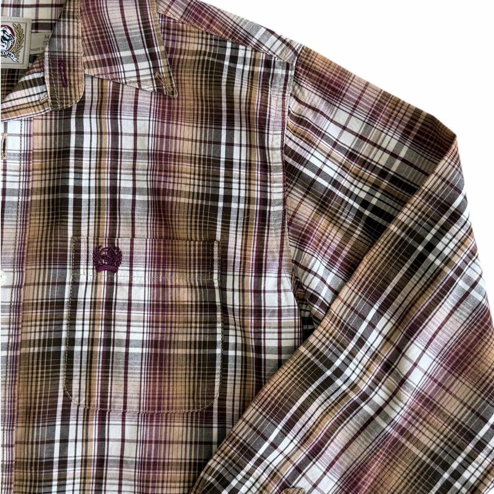 CINCH Boys Brown Plaid Western Button Down Size Medium (10) - Picture 3 of 4